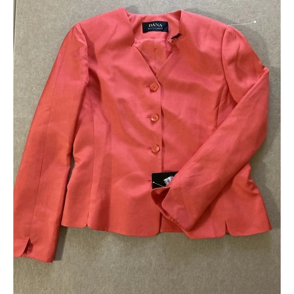 Dana Buchman Silk‎ Wool Skirt suit wmens Sz 12 New Pink Career mother Bride $476
